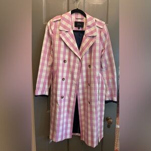 J Crew Pink Plaid Trench Rain Jacket